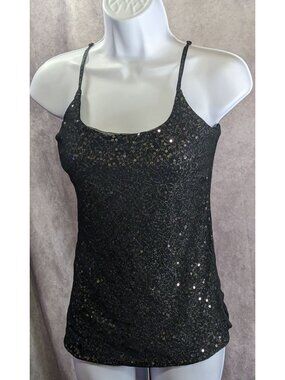The Limited Black Sequin Lace Cami Top Size Medium Vintage Made In India